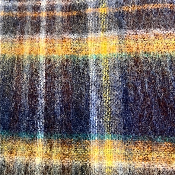 Anthropologie Pilcro Plaid Open Vest Blue Yellow Brown Orange Vest One Size - Picture 8 of 8